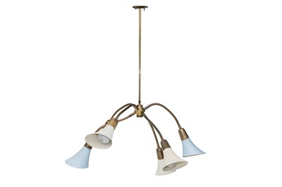 Lot 84 - A BRASS SIX BRANCH ELECTROLIER