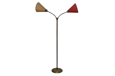 Lot 82 - A BRASS TWIN BRANCH STANDARD LAMP