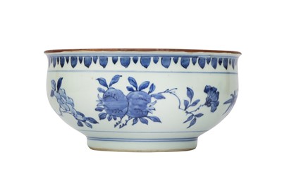 Lot 74 - A CHINESE BLUE AND WHITE INCENSE BURNER.