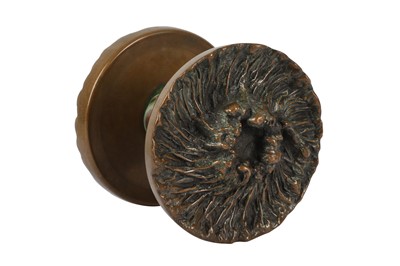 Lot 19 - A LARGE BRONZE DOOR HANDLE, 20TH CENTURY