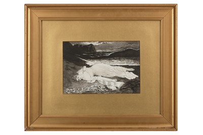 Lot 129 - Evans (T. G.) Maiden washed ashore, ink and gouache on milk glass