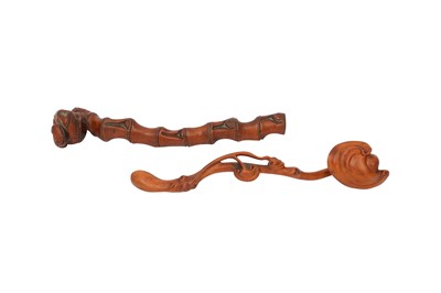 Lot 335 - TWO CHINESE BOXWOOD RUYI SCEPTRES.