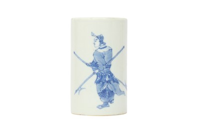 Lot 473 - A CHINESE BLUE AND WHITE BRUSHPOT, BITONG.