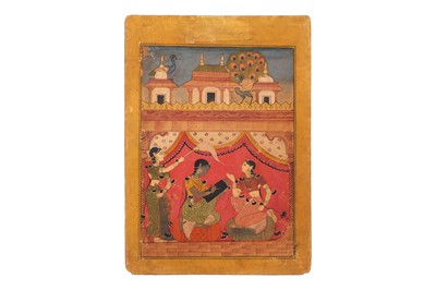 Lot 588 - AN ILLUSTRATION FROM A RAGAMALA SERIES: DHANASRI RAGINI