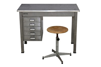Lot 204 - AN INDUSTRIAL STEEL DESK, 20TH CENTURY
