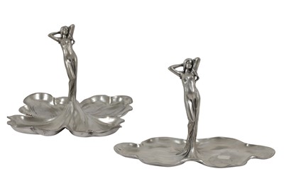 Lot 21 - TWO ART NOUVEAU PEWTER CARD TRAYS