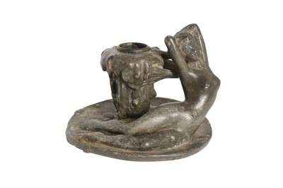 Lot 1007 - A 19TH CENTURY PEWTER CANDLESTICK
