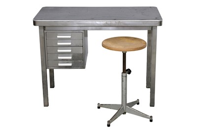 Lot 191 - AN INDUSTRIAL STEEL DESK, 20TH CENTURY