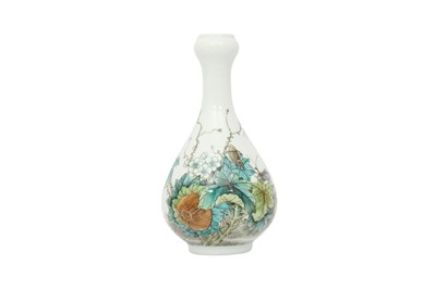 Lot 728 - A CHINESE FAMILLE ROSE 'MELONS AND INSECTS' VASE.