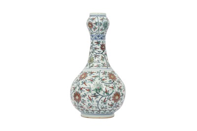 Lot 637 - A CHINESE DOUCAI GARLIC MOUTH 'LOTUS' VASE.