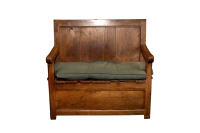 Lot 301 - Walnut Monks Bench. c. 19th.