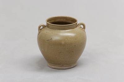 Lot 52 - A CHINESE OLIVE-GLAZED JAR.