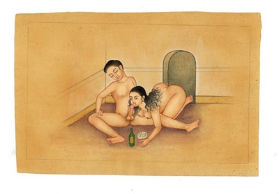 Lot 1166 - FOUR INDIAN EXPORT MARKET EROTIC SCENES