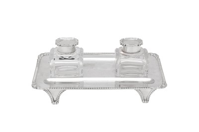Lot 394 - A Victorian sterling silver partners ink stand, London 1901 by Charles Stuart Harris