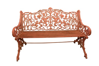 Lot 141 - A COALBROOKDALE STYLE CAST IRON GARDEN BENCH