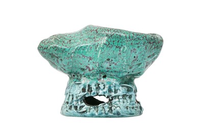 Lot 233 - A CHINESE ROBIN'S EGG-GLAZED 'SHELL' WATER DROPPER.