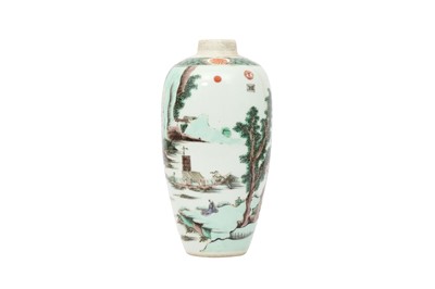 Lot 635 - A CHINESE FAMILLE VERTE 'LANDSCAPE' JAR.