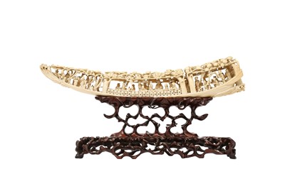 Lot 462 - λ A LARGE CHINESE IVORY 'IMMORTALS RAFT'.