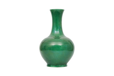 Lot 34 - A CHINESE APPLE GREEN-GLAZED VASE.