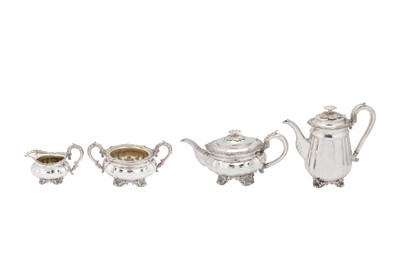 Lot 455 - A George IV sterling silver four-piece tea and coffee service, London 1826 by Joseph Angell I (first reg. 7th Oct 1811, this mark 8th April 1824)