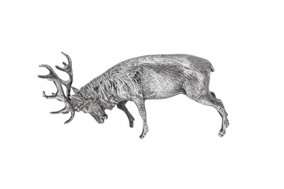 Lot 33 - An Elizabeth II sterling silver cast model of a rearing stag, London 1976 by SMD Castings