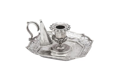 Lot 413 - A Victorian sterling silver chamberstick, London 1851 by Charles Thomas Fox and George Fox
