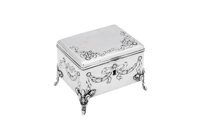 Lot 226 - A late 19th century Austrian 800 standard silver sugar box (zuckerdose), Vienna circa 1890 by Hermann Südfeld (active 1883-1909)