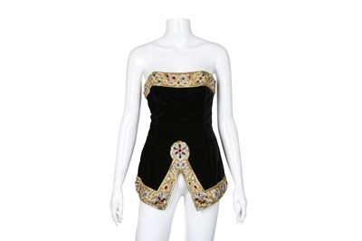Lot 453 - Louis Feraud Black Strapless Embellished Evening Top - Size 42