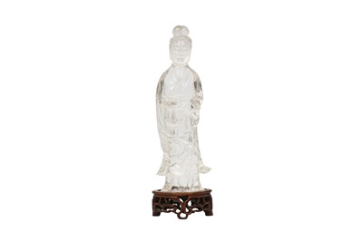 Lot 257 - A CHINESE ROCK CRYSTAL FIGURE OF GUANYIN.