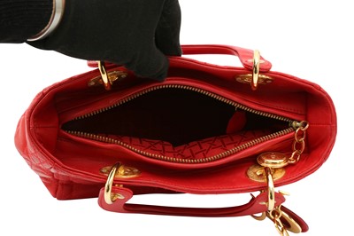 Lot 6 - Christian Dior Red Medium Lady Dior Bag