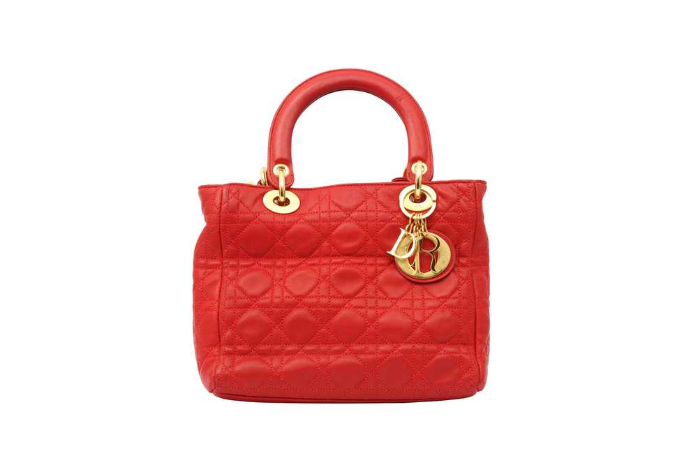 Lot 6 - Christian Dior Red Medium Lady Dior Bag