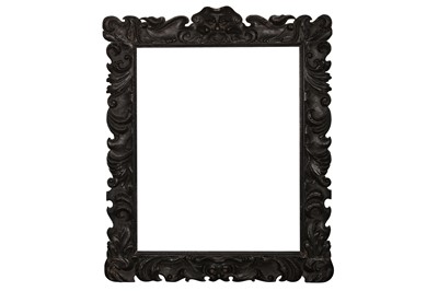 Lot 213 - AN ENGLISH 17TH CENTURY OAK AURICULAR FRAME, UNGILDED