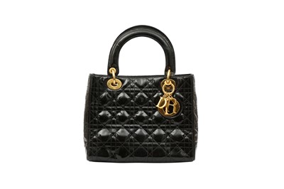 Lot 433 - Christian Dior Black Medium Lady Dior Bag