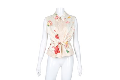 Lot 50 - Hermes Cream Silk Floral Print Vest - Size 42