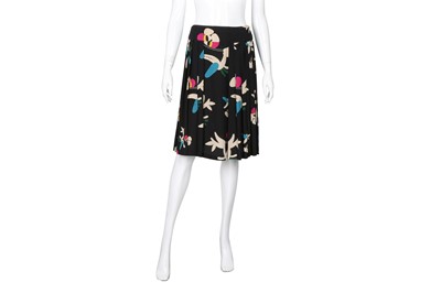 Lot 541 - Chanel Black Silk Print Pleated Skirt