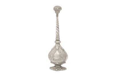 Lot 574 - AN INDIAN LOW-GRADE SILVER ROSEWATER SPRINKLER (GULABPASH)