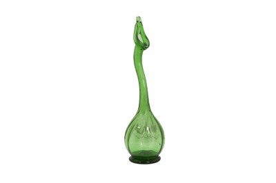 Lot 385 - A QAJAR FREE-BLOWN GREEN GLASS SPRINKLER