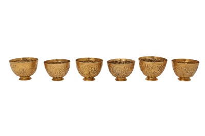 Lot 559 - A SET OF SIX OTTOMAN TOMBAC ZARFS