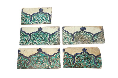 Lot 329 - FIVE DAMASCUS POTTERY BORDER TILES