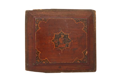 Lot 403 - A FRAGMENT OF A LACQUERED AND PAINTED SAFAVID DOOR PANEL