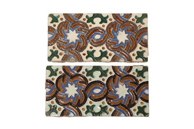 Lot 353 - TWO HISPANO-MORESQUE ARISTA POTTERY TILES
