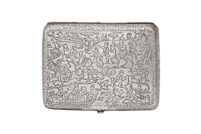 Lot 382 - A SMALL ENGRAVED SILVER CIGARETTE CASE