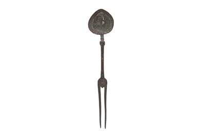Lot 211 - A SILVER-INLAID SPOON AND FORK