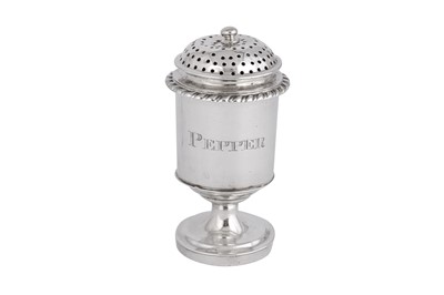 Lot 48 - A mid-19th century Indian colonial silver pepper caster, Calcutta circa 1840 by Hamilton and Co