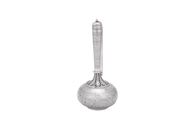 Lot 71 - A late 19th century Anglo – Indian unmarked silver water bottle (surahi), Lucknow circa 1870