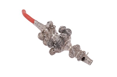 Lot 14 - A Victorian sterling silver babies rattle, Birmingham 1874 by Hilliard and Thompson