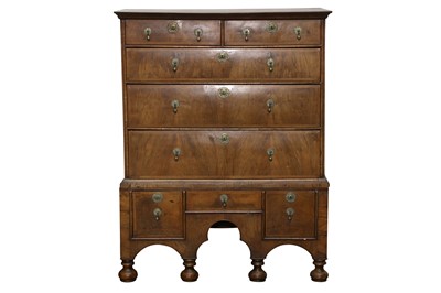 Lot 168 - AN 18TH CENTURY AND LATER QUEEN ANNE STYLE FIGURED WALNUT CHEST ON STAND