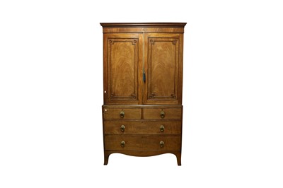 Lot 98 - A GEORGE III MAHOGANY LINEN PRESS