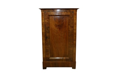 Lot 132 - A NORWEGIAN FIGURED WALNUT SINGLE DOOR CABINET, 19TH CENTURY
