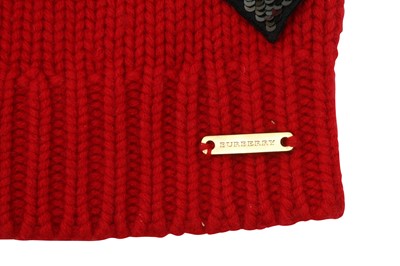 Lot 20 - Burberry Red Wool Heart Beanie
